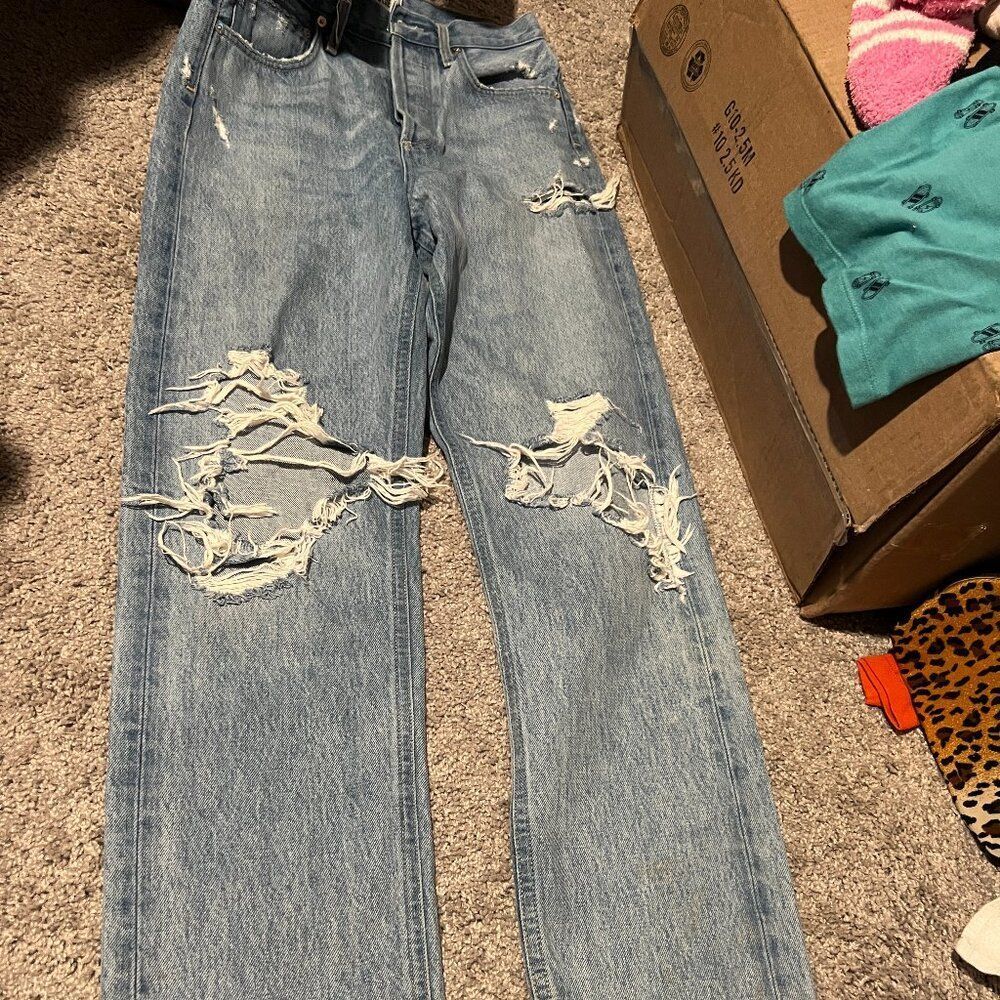 Agolde button‎ fly distressed jeans